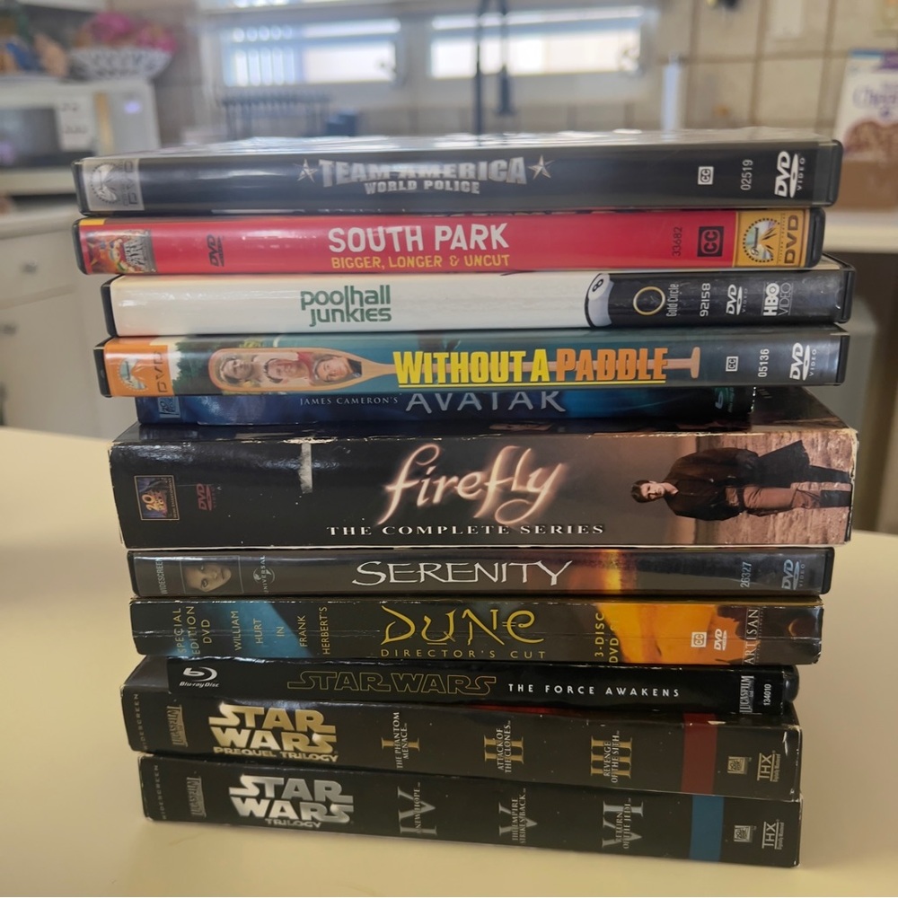 DVD Lot Star Wars Dune Firefly Serenity South Park Team America Poolhall Junkies